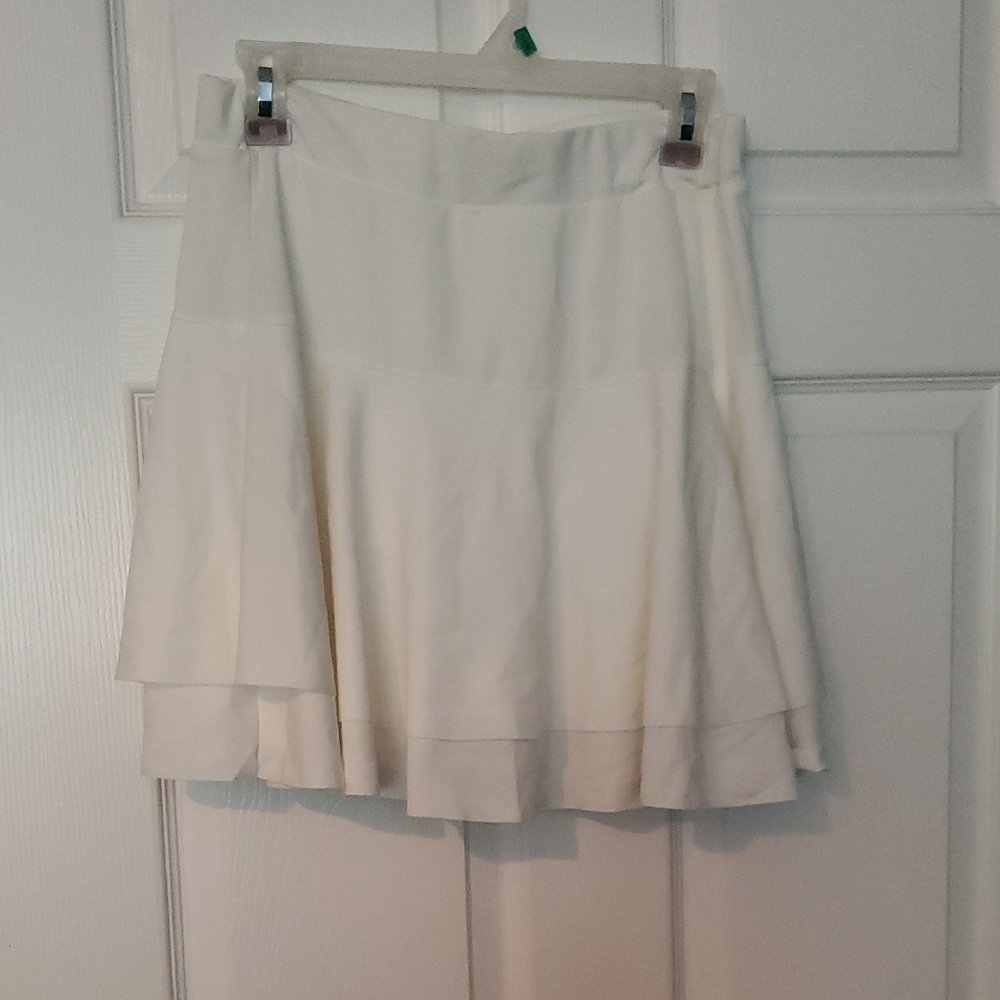 Cream Tiered Mini Skirt for Casual Wear